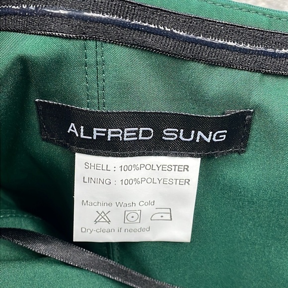NWT Alfred Sung Strapless Notch Satin Twill Gown Bridesmaid Dress Hunter Green - Picture 9 of 11